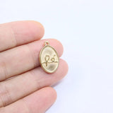 5pcs 12*19mm Stainless Steel Oval Charms Pendant 2 Colors