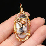 Natural Fresh Water Pearl Oval Copper Wire Pendant Jewelry Making DIY Necklace