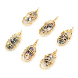 Natural Fresh Water Pearl Oval Copper Wire Pendant Jewelry Making DIY Necklace