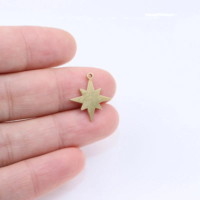 10pcs 15mm Stainless Steel Star Charms Pendant DIY Necklace Earrings Bracelets