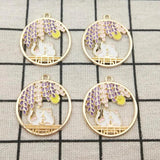 10pcs Enamel Flower Cat Charm Earring Pendant Bracelet Necklace 27x30mm