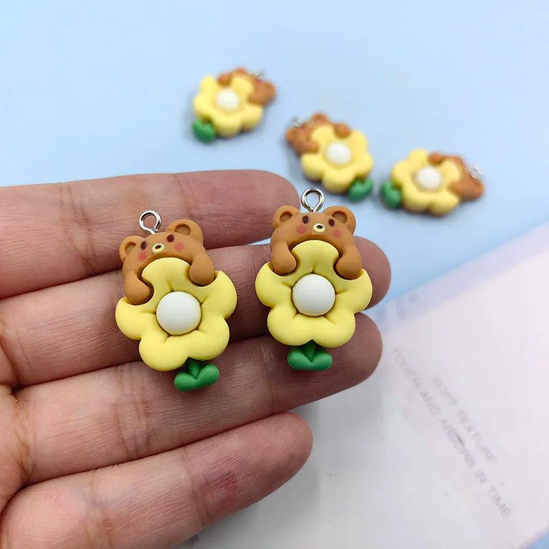 10pcs Mini Bear Resin Charms for DIY Jewelry Making