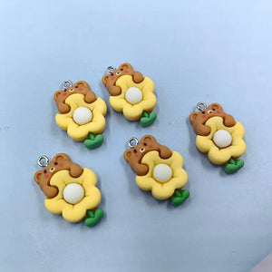 10pcs Mini Bear Resin Charms for DIY Jewelry Making