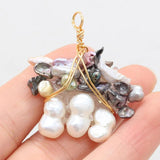 Freshwater Pearl Pendant Copper Wire DIY Jewelry 30x40mm