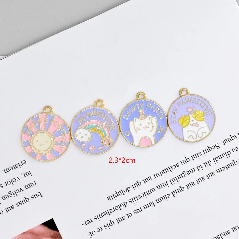 10pcs Rainbow Dog Cat Enamel Charms for Pet Jewelry Making