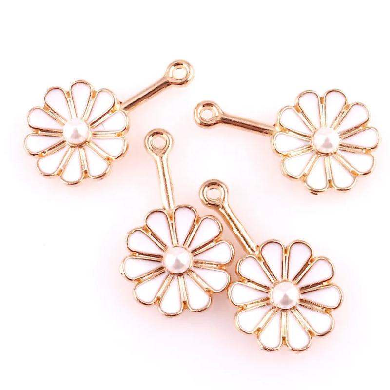 20pcs Enamel Flower Beads Pendant Charms for DIY Accessories Making