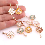 20pcs Enamel Flower Beads Pendant Charms for DIY Accessories Making