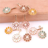 20pcs Enamel Flower Beads Pendant Charms for DIY Accessories Making