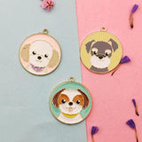 10pcs Dog Enamel Charms Pendant DIY Earring Jewelry Accessories Round Shape