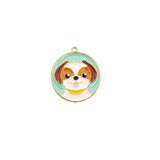 10pcs Dog Enamel Charms Pendant DIY Earring Jewelry Accessories Round Shape