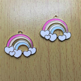 10pcs Metal Enamel Rainbow Heart Charm for DIY Jewelry Making