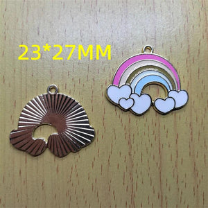 10pcs Metal Enamel Rainbow Heart Charm for DIY Jewelry Making