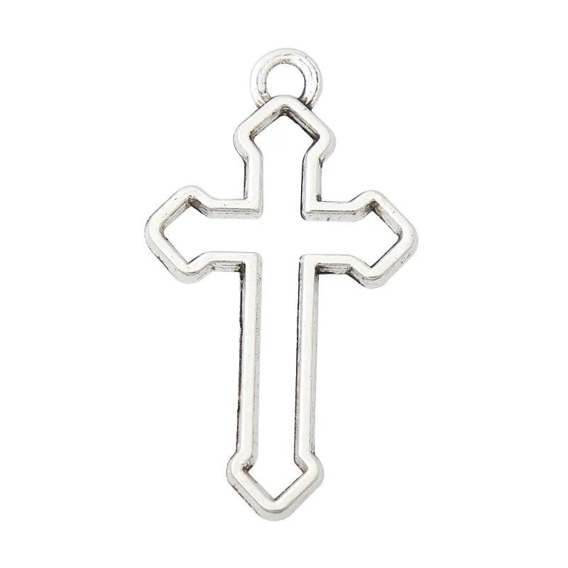 Alloy DIY Hollow Cross Charms Religious Cross Charms 22*38mm 20pcs
