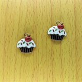 10pcs Enamel Dessert Charms Metal Fruit Strawberry Charm Pendant