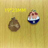 10pcs Enamel Dessert Charms Metal Fruit Strawberry Charm Pendant