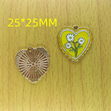 10pcs Cartoon Heart Flower Enamel Charms Floral Charm Pendant DIY Jewelry