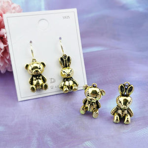 10pcs Animals Golden Tone Metal Charms, 3D Bear Rabbit Pendants