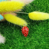 10pcs Red Strawberry Enamel Charms 3D Fruit Jewelry Making Pendant 11*18mm