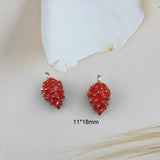 10pcs Red Strawberry Enamel Charms 3D Fruit Jewelry Making Pendant 11*18mm