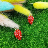 10pcs Red Strawberry Enamel Charms 3D Fruit Jewelry Making Pendant 11*18mm