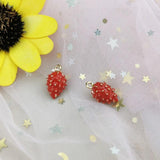 10pcs Red Strawberry Enamel Charms 3D Fruit Jewelry Making Pendant 11*18mm