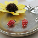 10pcs Red Strawberry Enamel Charms 3D Fruit Jewelry Making Pendant 11*18mm