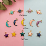 20pcs Colorful Star Moon Planet Enamel Charms Pendant Metal Charm DIY Earrings