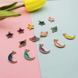 20pcs Colorful Star Moon Planet Enamel Charms Pendant Metal Charm DIY Earrings