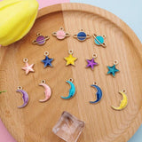 20pcs Colorful Star Moon Planet Enamel Charms Pendant Metal Charm DIY Earrings