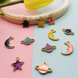 20pcs Colorful Star Moon Planet Enamel Charms Pendant Metal Charm DIY Earrings