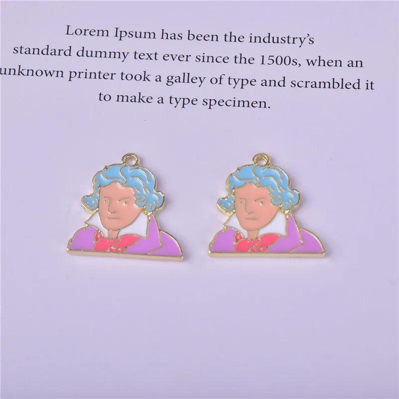 10pcs Scientist Enamel Charms Earring Bracelet DIY Jewelry
