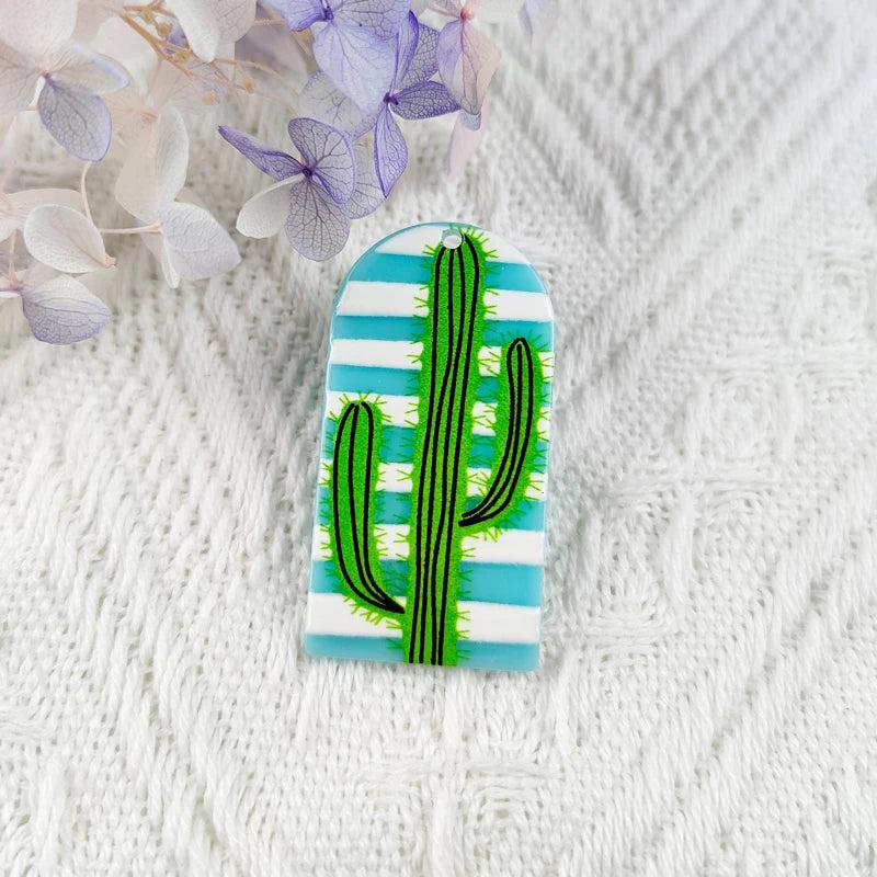 10PCS Cactus Acrylic Charms for Jewelry Making DIY Keychain Earrings