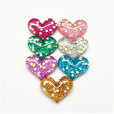 20Pcs Resin Glitter Heart Charms Keychain Pendant DIY Accessories