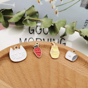 20pcs Enamel Metal Charms Cat Face Carrot Milk Bottle Earring