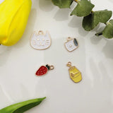 20pcs Enamel Metal Charms Cat Face Carrot Milk Bottle Earring