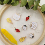20pcs Enamel Metal Charms Cat Face Carrot Milk Bottle Earring