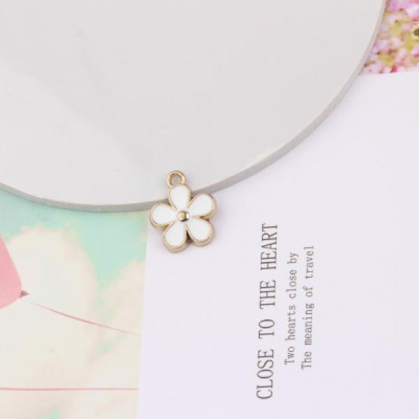 20Pcs Enamel Flowers Charms Oil Drop Metal Pendant DIY Jewelry Making