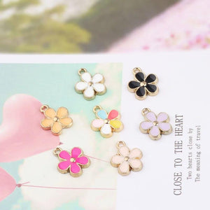 20Pcs Enamel Flowers Charms Oil Drop Metal Pendant DIY Jewelry Making