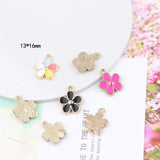 20Pcs Enamel Flowers Charms Oil Drop Metal Pendant DIY Jewelry Making