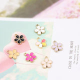 20Pcs Enamel Flowers Charms Oil Drop Metal Pendant DIY Jewelry Making