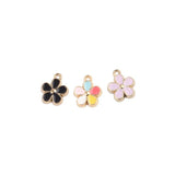 20Pcs Enamel Flowers Charms Oil Drop Metal Pendant DIY Jewelry Making