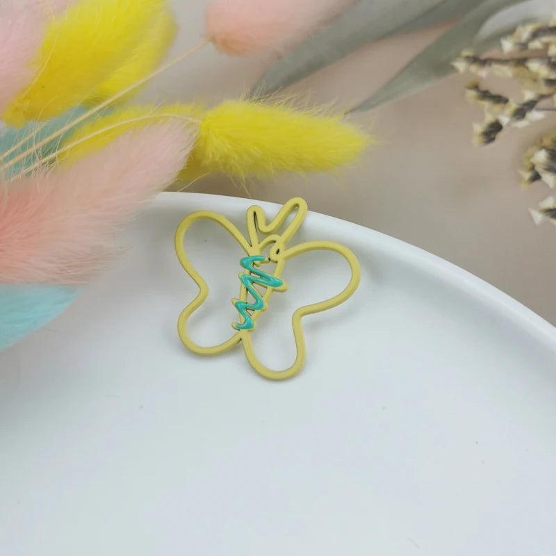 10pcs Butterfly Enamel Metal Charms Hollow-Out Pendant DIY Jewelry Accessories