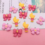 10pcs Resin Bow with Star and Moon Charm for DIY Jewelry Making