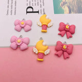 10pcs Resin Bow with Star and Moon Charm for DIY Jewelry Making