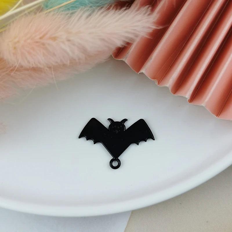 10PCS Bats Enamel Charms Halloween Alloy Pendants Earrings