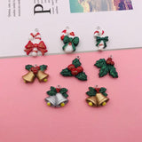 10pcs Resin Christmas Candy Cane Charm Bell Holly Pendant DIY Making