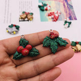 10pcs Resin Christmas Candy Cane Charm Bell Holly Pendant DIY Making