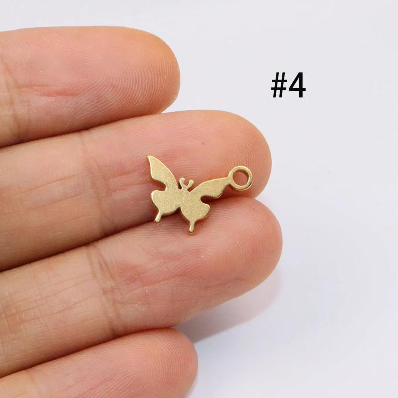10pcs 10mm Stainless Steel High Butterfly Charms DIY Unfading 2 Colors