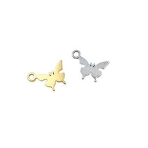 10pcs 10mm Stainless Steel High Butterfly Charms DIY Unfading 2 Colors