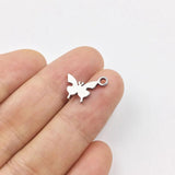 10pcs 10mm Stainless Steel High Butterfly Charms DIY Unfading 2 Colors